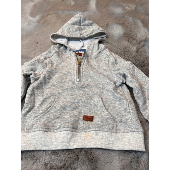 7 For All Mankind Hoodie Pullover Sweatshirt Half Zip Gray Toddler 3T - Picture 4 of 10